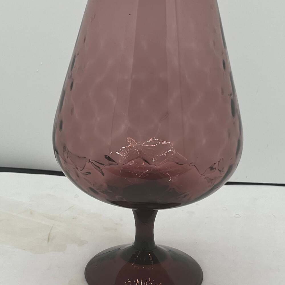 Empoli Brandy Snifter Amethyst Purple OPTIC Italy Art Glass Vase Vintage 9” MCM